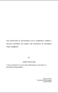 Read more about the article The structure of succession law in Cameroon By JOSEPH NZALIE EBI